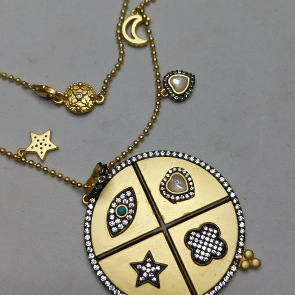Freida rothman celestial medallion necklace charm pendant enhancer chain 925